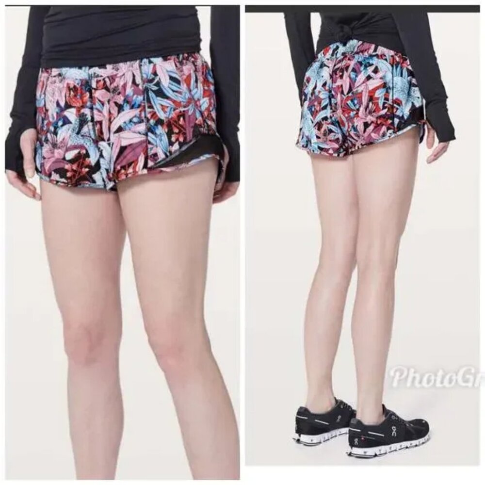 Lululemon Hotty Hot Short Lush Lillies Multi Black, Size 6